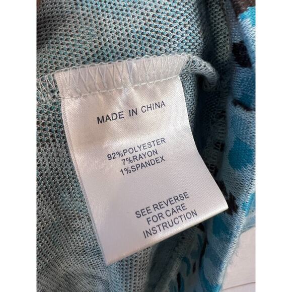 Tyler Boe Blue Animal Print Ruffle Collar Size LG Preppy Chic Dress - Picture 4 of 6